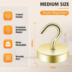 Neosmuk Magnetic Hooks, Cruise Ship Essentials, 80lb+ Heavy Duty Magnetic Hooks for Cruise Cabins, Refrigerator, Grill, Hanging, and Travel | Extra Strong Must-Haves Magnet Hook,Gold