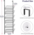 SWTYMIKI Over the Door Shoe Organizer - Adjustable 6 Tier Hanging Shoe Rack Organizer, Metal Heavy Duty Behind Door Storage or Wall Mount Shoes Shelf for Flats, Heels, Sneakers, Boots