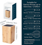 Deluxe Universal Knife Block with Slots for Scissors and Sharpening Rod - Bamboo Knife Holder For Safe, Space Saver Knives Storage - Unique Slot Design to Protect Blades - by KITCHENDAO