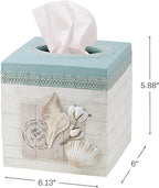 Avanti Linens - Tissue Box Cover, Countertop Accessories, Farmhouse Chic Home Decor (Farmhouse Shell Collection)