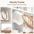 StorageWorks Narrow Storage Bins, Small Basket for Closet and Shelves, Rectangular Fabric Organizer with Handles, Toilet Paper Storage, Khaki and Beige Stripes, 2-Pack
