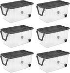 Sterilite 6-Pack Modular Stacker Box, Durable Clear Plastic Storage Bins with Latching Lids, 160 Quart - Stackable Organizing Container Boxes for Closet, Bathroom, and Office