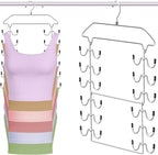 Tank Top Hanger,6 Tier Double Space Saving Bra Hangers, Closet Organizers and Storage,Dorm Room Essentials for Girls,Hanging Closet Organizer for Camisoles Sports Bras Strappy Dress Swimsuits Ties