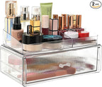 ZHIAIstackable storage drawer, transparent acrylic storage box, cosmetics and beauty product storage organizer, suitable for makeup room, bathroom, under kitchen sink, room, home bedroom storage.