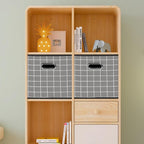 STOREONE Fabric Storage Bins Cubes Baskets Containers-(11X11X11) with Dual Handles for Shelf Closet, Nursery Home ， Bedroom Organizers, Foldable Set of 3 (Grey grid)