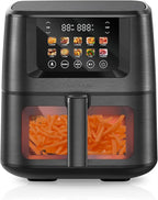 SEEDEEM Max XL Air Fryer 8QT, 10-in-1 Digital Air Fryer Oven with Color Touchscreen & Viewing Window, Toaster Oven Combo for Broil, Roast, Dehydrate, Bake – Black