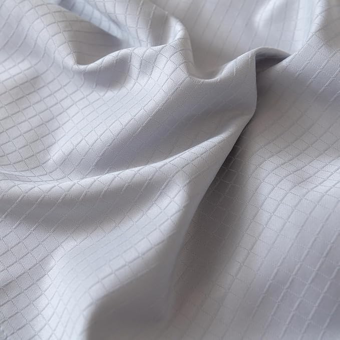 Queen Bed Skirt, Grid Plaid Soft Quadruple Pleated Ruffle Bed Skirt, Tailored Dust Ruffle 12 Inch Drop Easy Fit, Machine Washable (Silver Grey)