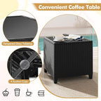 HAPPYGRILL 3 Pieces Wicker Patio Conversation Set, PE Rattan Bistro Sofa Set