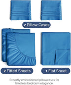 Split King Size 5 Piece Sheet Set - Comfy Breathable & Cooling Bed Sheets Set - Hotel Luxury Bedding for Women, Men, Kids, Teens, Boys & Girls - Deep Pockets and Wrinkle Free - Oeko-Tex - Royal Blue