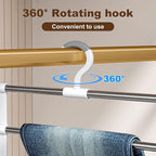 CTIME 2 Pack Pants Hangers Space Saving, Non-Slip Closet Organizer with 360° Rotatable Hook, Ideal for Scarves, Jeans, Pants, Ties & Towels