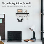 Nekon Key Holder for Wall, 11.8" W x 3.5" H x 2.8" D Decorative Key Organizer with Floating Shelf, Wall Mount Key Rack with 5 Hooks (Black)