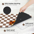 16" x 24" Checkered Dish Drying Mat for Kitchen Counter, Absorbent Coffee Bar Mat for Espresso Machine Coffee Countertops Accessories, Coffee Brown