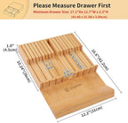 Utoplike In-drawer Knife Block Bamboo Kitchen Knife Drawer Organizer Large, handle Steak knife Holder without Knives, Fit for 16 Knife and 1 Sharpening Steel (Knives & Sharpening Not Included)