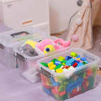 Citylife 4 Packs 8.5 QT Storage Bins with Lids Clear Plastic Bins with Grey Handle Stackable Storage Containers for Organizing