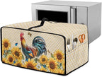 Microwave Oven Dust Cover Waterproof Dustproof Microwave Toaster Oven Cover Fabric Kitchen Machine Covers for Toaster Oven Air Fryer, Rooster Chicken Sunflower Butterfly Polka Dot Print, L