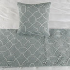 The HomeCentric King Queen Twin Grey Blue Bed Runner with Decorative Throw Pillow Cover, CA King Size 86"x18" Bed Runner with Pillow Cover, Linen Quilted Embroidery, Modern Contemporary - Atmosphere
