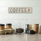 Vintage Coffee Sign Decor, Retro Metal Tin Sign, Home Kitchen Wall Decor, Farmhouse Decorations for Cafe, Coffee Station Decors Decorative Metal Wall Signs 15.8x4 Inches