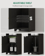 Hzuaneri Bathroom Storage Cabinet, Corner Floor Cabinet with Doors and Adjustable Shelf, Narrow Toilet Paper Cabinets, Bathroom Organizer for Small Spaces, Black BC39704X