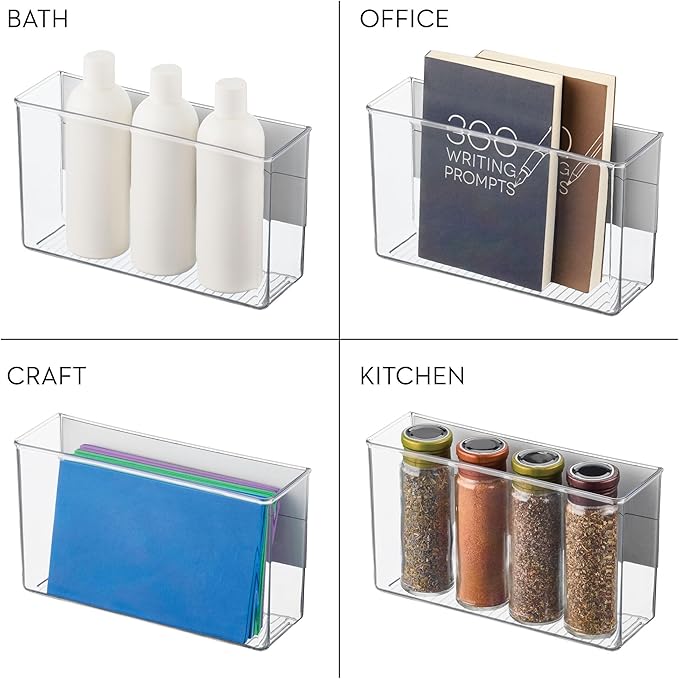 InterDesign iDesign Magnetic Large Clear Plastic Organizer Bins for Laundry Room Storage - 4-Pack