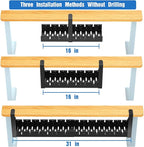 No Drilling Extendable Under Desk Cable Management, Metal Cable Management Tray Under Desk with Clamp, Retractable Power Strip Cord Holder for Wire Management 31Inch(1 Pack Black Extendable 31')