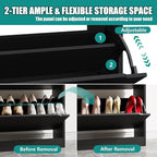 Xixini Shoe Storage Cabinet for Entryway with 4 Flip Drawers, Sturdy Wood Hidden Shoe Storage, Freestanding Narrow Slim Shoe Organizer for Front Door Entrance, Living Room, Hallway, Bedroom, Black