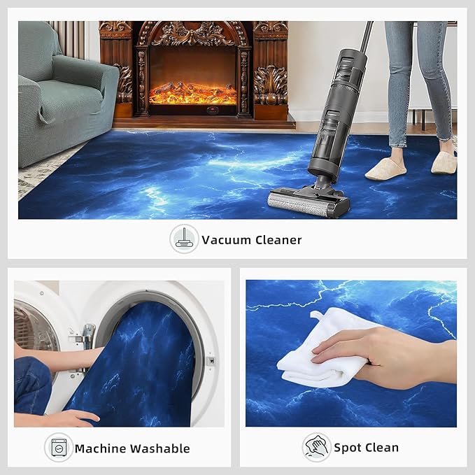 4x5 Dark Clouds Lightning Indoor Outdoor Rug - Storm Bedside Rug, Natural Weather Washable Entry Way Rugs Kids Carpet for Inside House Playroom Living Room End Table Nursery