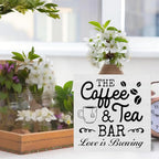 Coffee & Tea Bar Sign Decor, Coffee Tea Station Accessories, Farmhouse Kitchen Wooden Sign Desk Table Decor