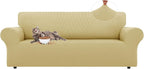 LURKA Stretch Oversized Sofa Slipcovers 1 Piece Couch Covers for 3 Cushion Couch Sofa Furniture Protector Full Sofa Covers with Elastic Bottom for Kids and Pet (Champagne, X-Large)
