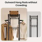 HOKEEPER Clothes Racks 400 LBS Heavy Duty Clothing Racks for Hanging Clothes Adjustable Coat Rack with Wheels & Hooks Freestanding Wire Garment Rack Portable Closet Wardrobe 74.8''H*38.2" W