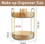 shuang qing Rotating Makeup Organizer for Vanity, High-Capacity Skincare Clear Make Up Storage Perfume Organizers Cosmetic Dresser Organizer Countertop 360 Spinning (Gold, New-2 Tier)