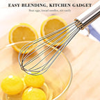 NileHome Stainless Steel Whisk 10" Kitchen Whisk Wisking Tool Kitchen Wisk Wire Whisks for Cooking, Whisking, Blending, Beating, Stirring