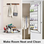 SLEEPING LAMB Shoe Rack for Door, Kids Door Shoe Organizer for Closet hanger, Narrow Hanging Sneaker Storage with Large Deep Pockets for Toddler, Girl, Baby Room Decor, White