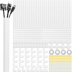 Cord Cover Raceway Kit, 628 in Cable Cover Channel, Paintable Cord Concealer System Cable Hider, Cord Wires, Hiding Wall Mount TV Powers Cords in Home Office, 40 X L15.7in X W0.95in X H0.55in