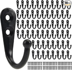 POZEAN 60 Pack Wall Hooks for Hanging, Heavy Duty Small Coat Hooks Wall Mounted for Living Room, Bathroom, Kitchen, Bedroom for Key, Cup, Bag, Hat, Scarf, and More (Black)