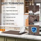Ecotrim - Dish Drying Mat for Kitchen Counter | Coffee Bar Mat for Countertops | Heat Resistant Drainer Mat with Non-slip Rubber Backed | Hide Stain Kitchen Absorbent Draining Mat | Brown 18"x28"