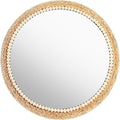 21 Inch Boho Round Hanging Wall Mirror Decorative Rattan Circle Wall Mounted Mirror for Farmhouse, Living Room, Bedroom, Bathroom