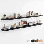 Dreamland 72Inch Floating Shelves for Wall, Rustic Wooden Black Floating Shelves for Living Room, Kitchen, Farmhouse, Deep Wall Mounted Book Shelf, Wood Storage Display Shelf for Home Decor, Set of 2