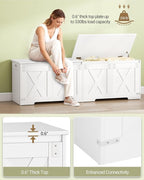 Hzuaneri 59" Storage Chest, Large Storage Trunk with 2 Hinges, Farmhouse Wooden Box Bench, Lift-Top Organizer Chest, Entryway Trunk for Bedroom, Living Room, White SB15003X