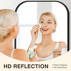 FICTOR Bathroom Vanity Mirror for Wall, 2 Pack 26" x 38" Rectangle Bathroom Mirror for Over Sink, Metal Framed, Hangs Horizontally or Vertically(Black)