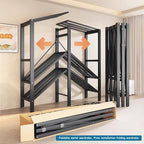 Heavy Duty Covered Clothes Rack with Magnetic Door Foldable Portable Wardrobe Closet for Hanging Clothing Rolling Black Metal Garment Rack on Wheels Closet System (Gray, 65.9in)