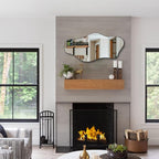 Irregular Frameless Mirror, 35.8"x17.7" Asymmetrical Tempered Glass Mirror, Modern Abstract Wall Mirrors for Living Room Bathroom Bedroom Hallway Entryway, Horizontal or Vertical Hanging