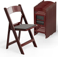 VINGLI Resin Folding Chairs with Cushion, Foldable Plastic Chair with Comfortable Padded Seats, Perfect for Event Party Indoor Outdoor, Reddish Brown, 8 PC