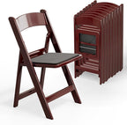VINGLI Resin Folding Chairs with Cushion, Foldable Plastic Chair with Comfortable Padded Seats, Perfect for Event Party Indoor Outdoor, Reddish Brown, 8 PC