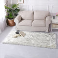 Latepis White with Grey Tips 2x10 Runner Rug for Hallway Faux Fur Rug Fluffy Washable Rugs Furry Shag Rug for Living Room Hallway Rectangle