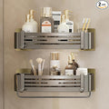 Shower Caddy, Adhesive Bathroom Shower Corner Organizer Shelves with Hooks, No Drilling Shower Shelves Organizer for Bathroom Kitchen 2 Pack