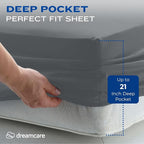 DREAMCARE Full Size Sheets – 4 pcs Cooling Sheets – up to 21” Deep Full Sheet Set – Hotel Luxury Sheets & Pillowcases – Superior Softness 100% Fine Microfiber with Side Pocket – DGray