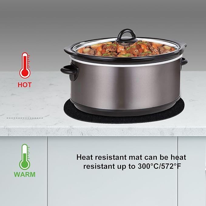 Heat Resistant Mat for Crockpot Slow Cooker with Appliance Slider Function, 2 Pack Countertop Protector for Crock Pot Slow Cookers, Crock-Pot 3-10 Quart, Hamilton Beach Slow Cooker