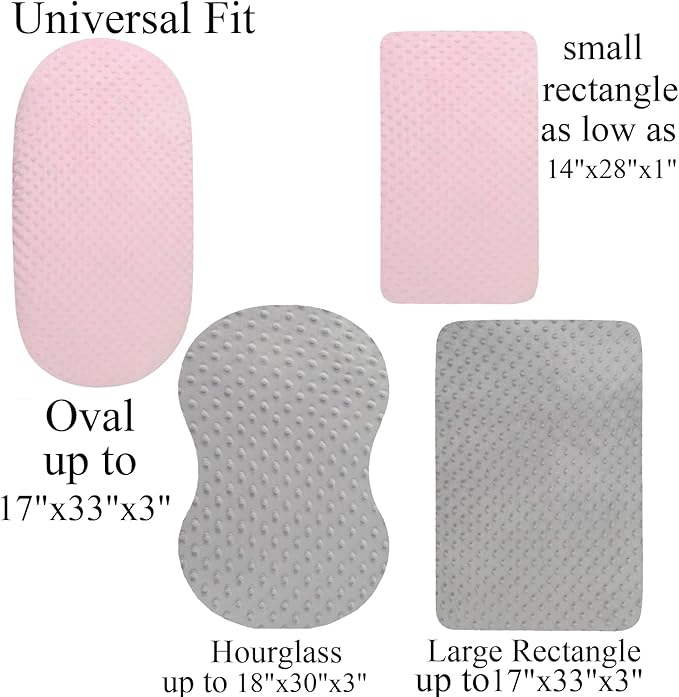 Dot Bassinet Sheet Set 2 Pack Stretch Fitted Cradle Sheets,Ultra Soft Thick Universal Fit Oval Rectangle Hourglass Pad/Mattress, for Baby Girls and Boys Grey Pink