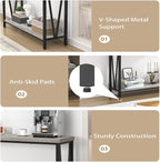 FOLUBAN Industrial Sofa Console Table, Rustic Wood and Metal Entryway Hallway Table for Living Room Entrance, 43.3 Inch Light Grey
