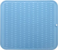 MicoYang Silicone Dish Drying Mat for Multiple Usage,Easy clean,Eco-friendly,Heat-resistant Silicone Mat for Kitchen Counter or Sink,Refrigerator or Drawer Liner Light Blue 2XL 24 inches x 18 inches
